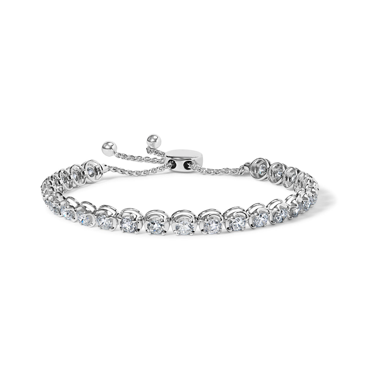 14K White Gold 6.00 Cttw Diamond 4â€-10†Adjustable Bolo Tennis Bracelet (I-J Color, I1-I2 Clarity)
