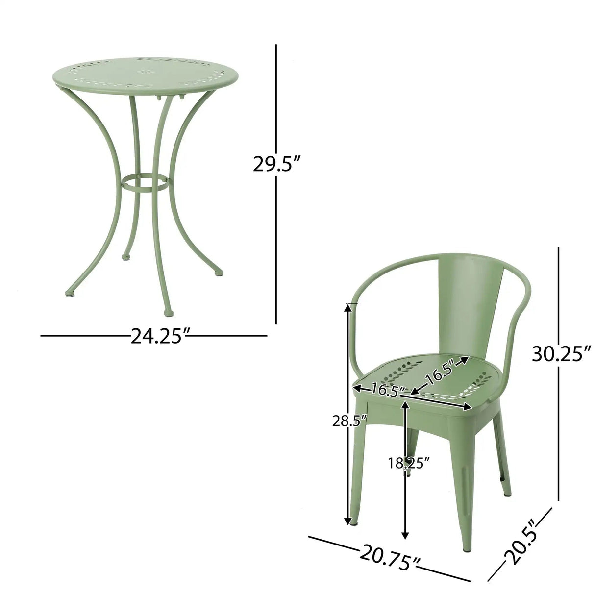 Ambrosia 3 Piece Bistro Set With Leaf Motifs Top And Seat
