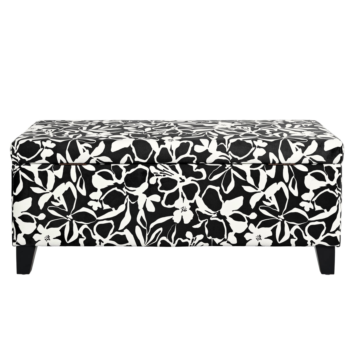 Luxury Storage Ottoman with Floral Patterned Fabric