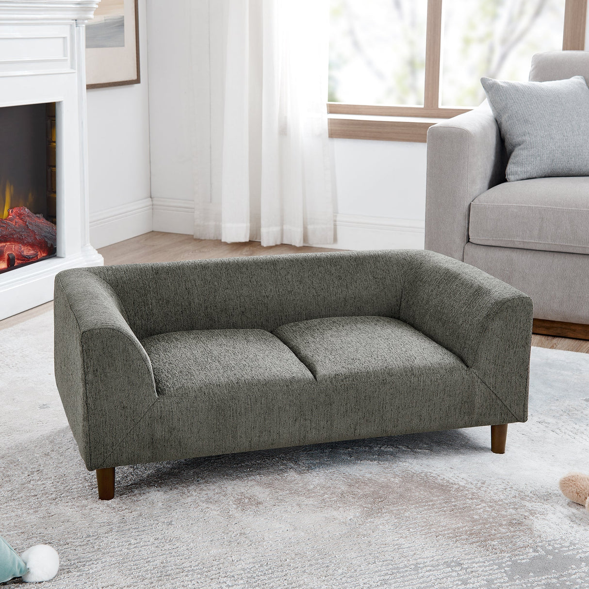 Modern Rectangular Pet Sofa with Backrest and Armrests
