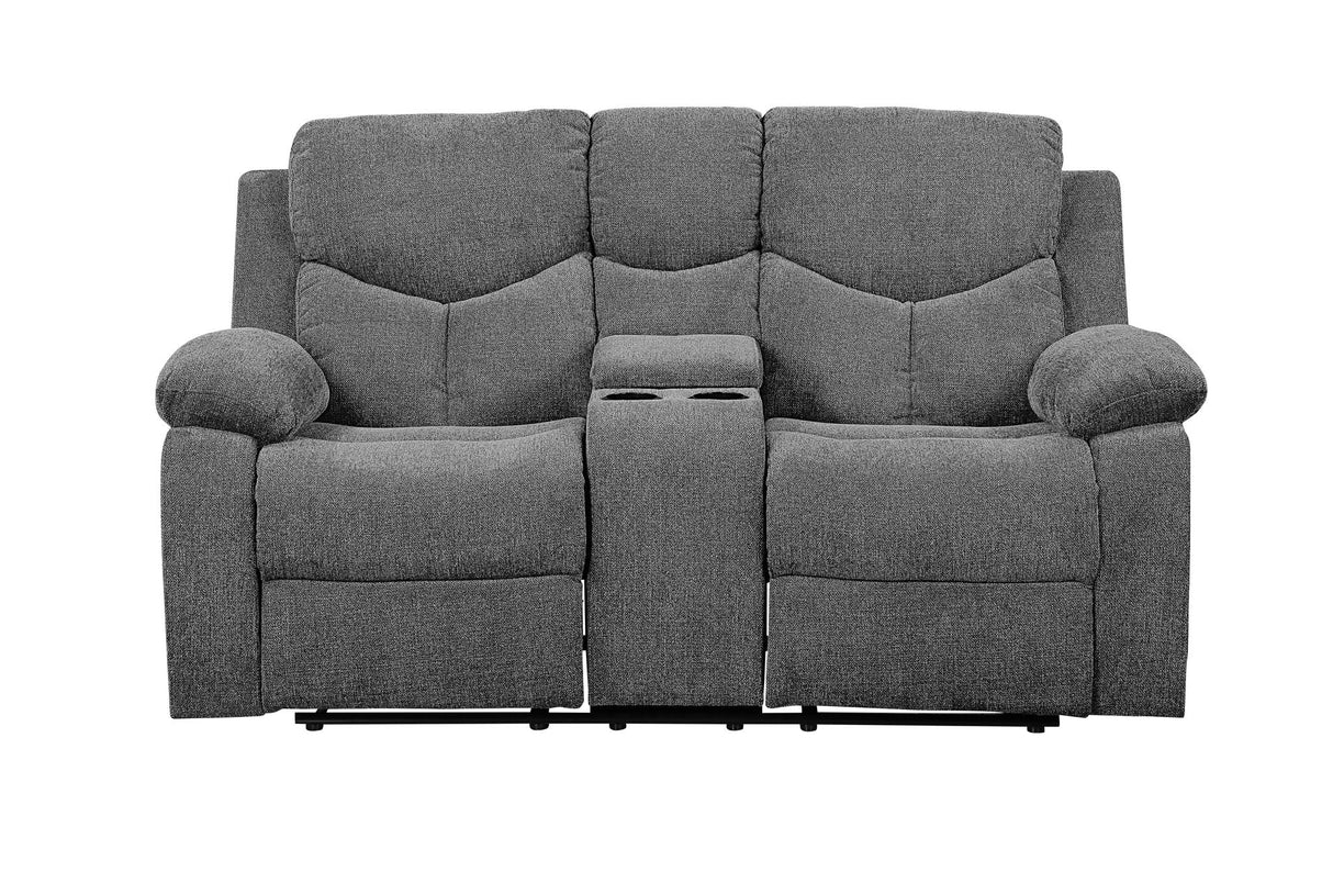 Kalen Chenille Loveseat with Console - Gray
