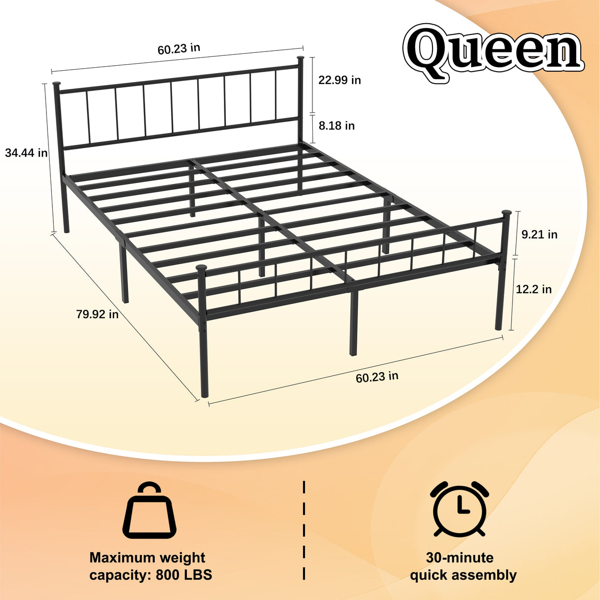 Queen Size Bed Frame, Headboard and Footboard