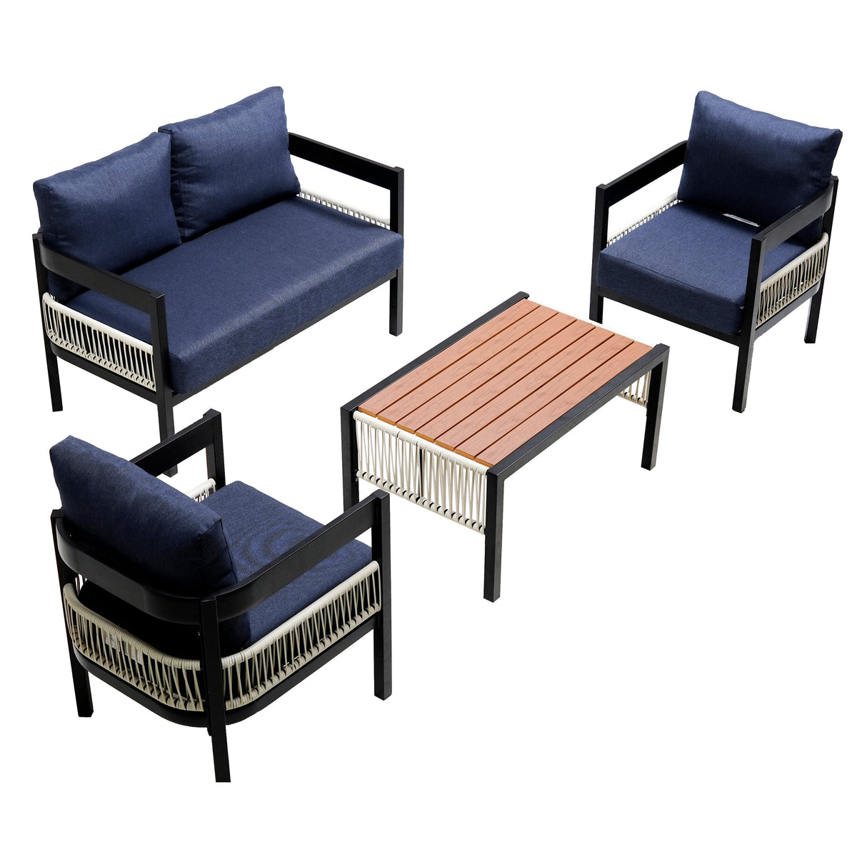 U_Style Multi-person Outdoor Iron Sofa Set with Table