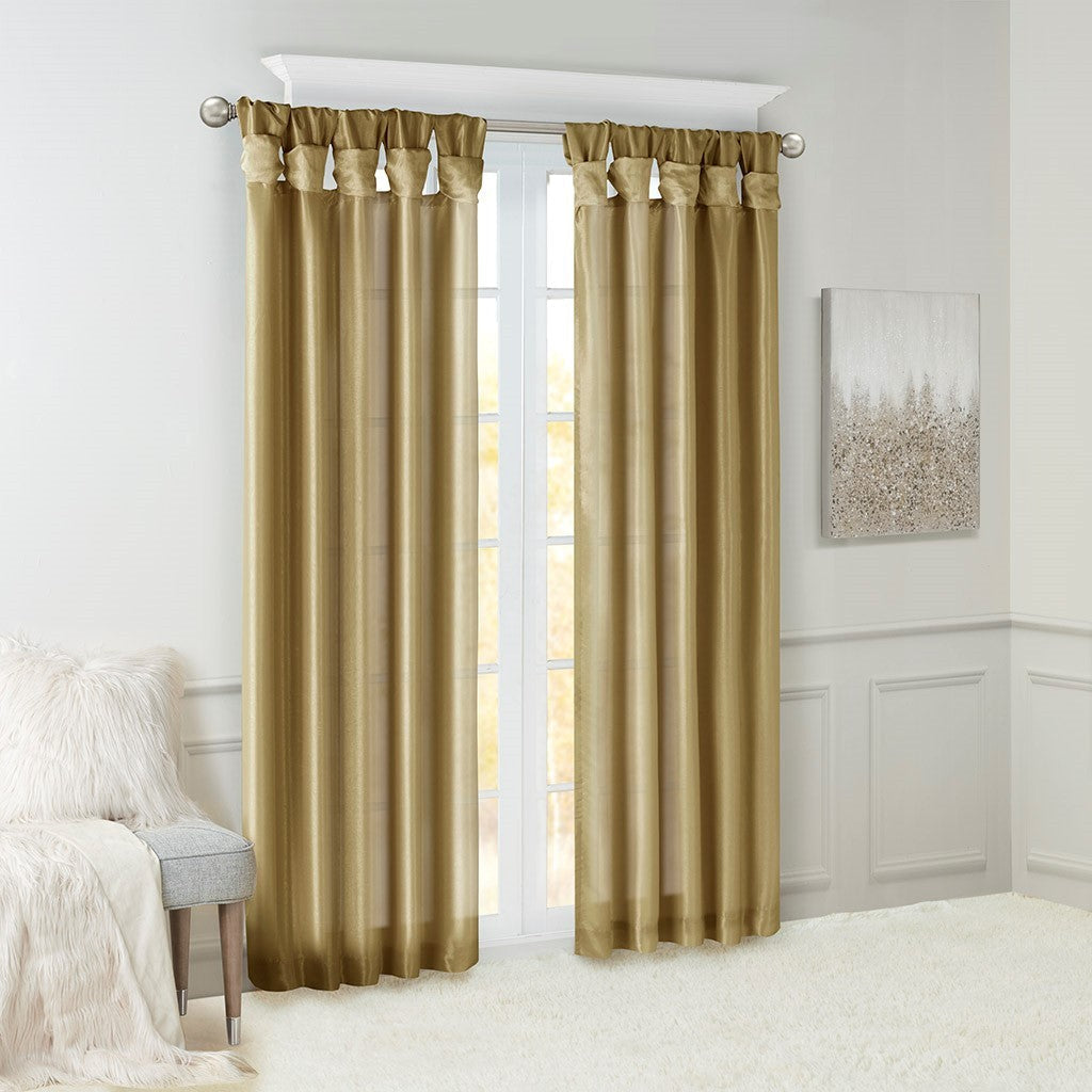 Twist Tab Lined Window Curtain Panel Bronze 50x84'