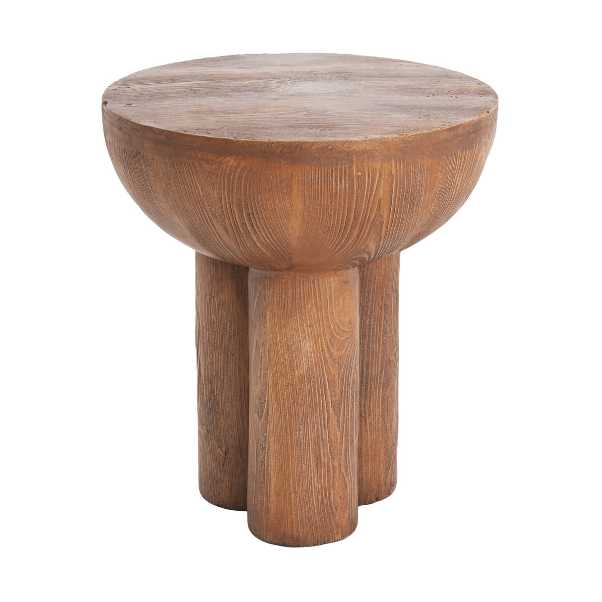 Iris Outdoor Patio Three-Legged Wood-Grain Side Table