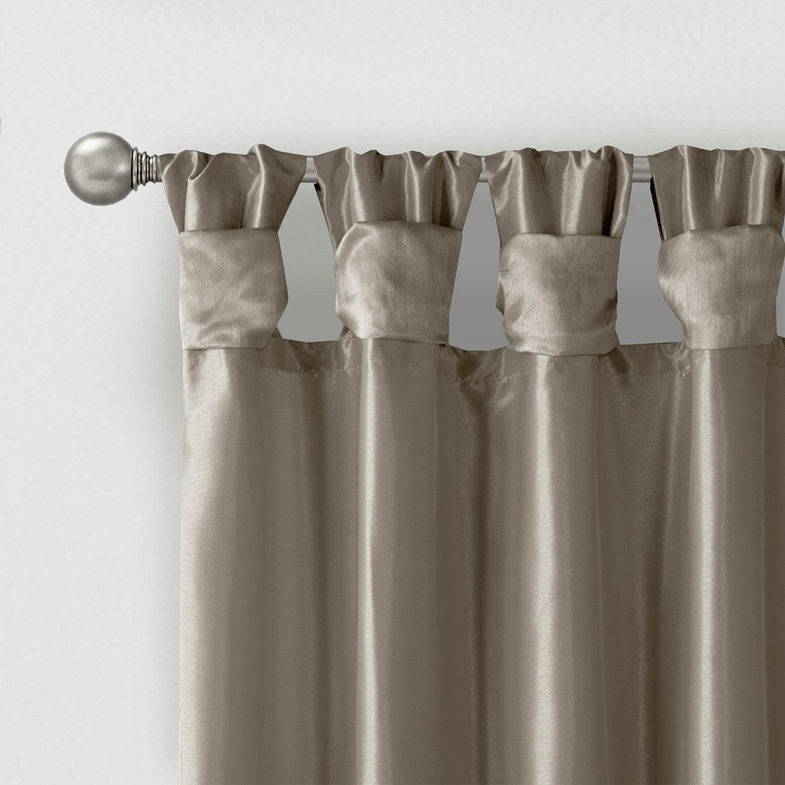 Twist Tab Lined Window Curtain Panel Pewter 50x108"