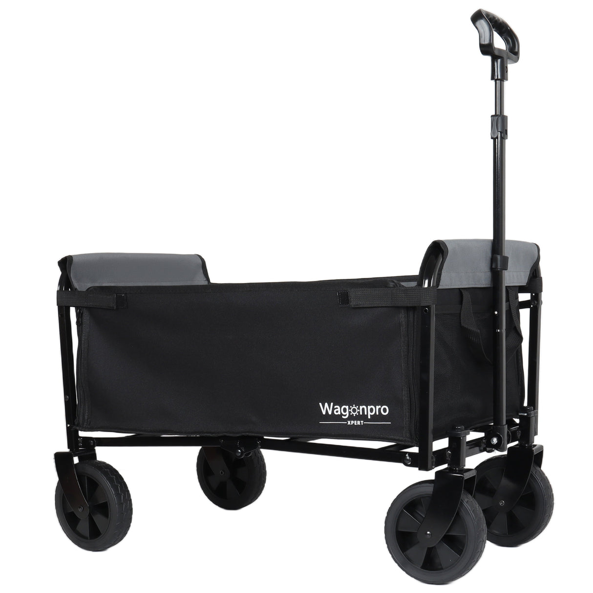 All-in-One Convertible Folding 4-Wheel Trolley with Bench Seat and Dog Leash