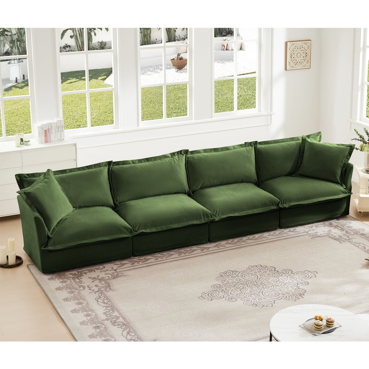 Slipcovered Long Sofa - 4 Seater