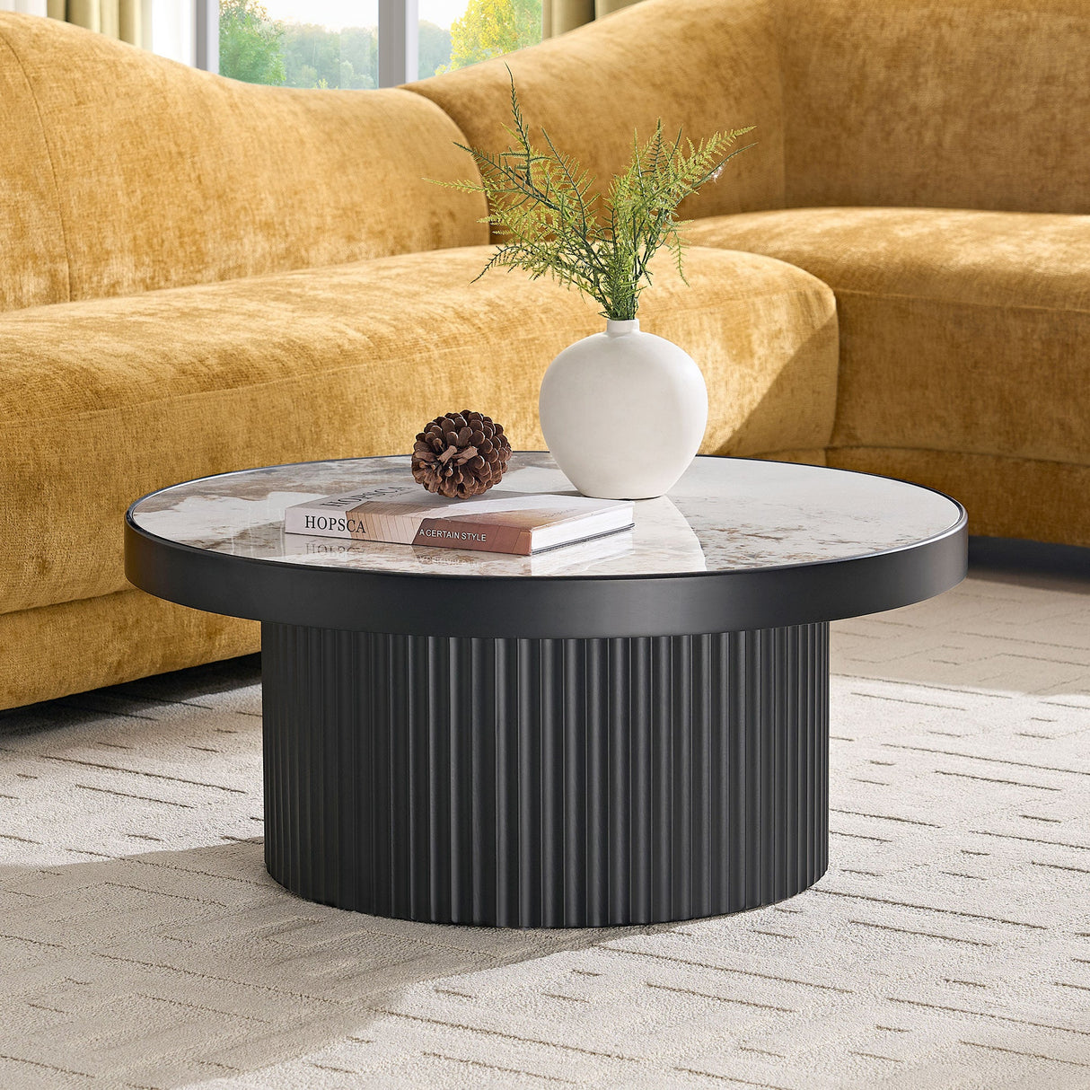 Set of 2 Coffee Tables with Sintered Stone Tabletops