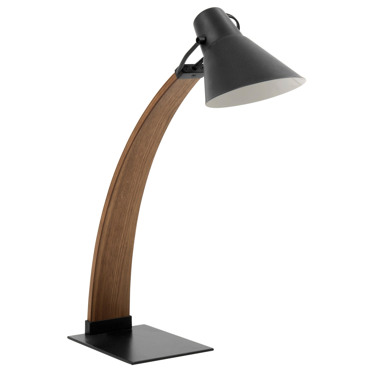 Noah Mid-Century Modern Table Lamp in Walnut and Black