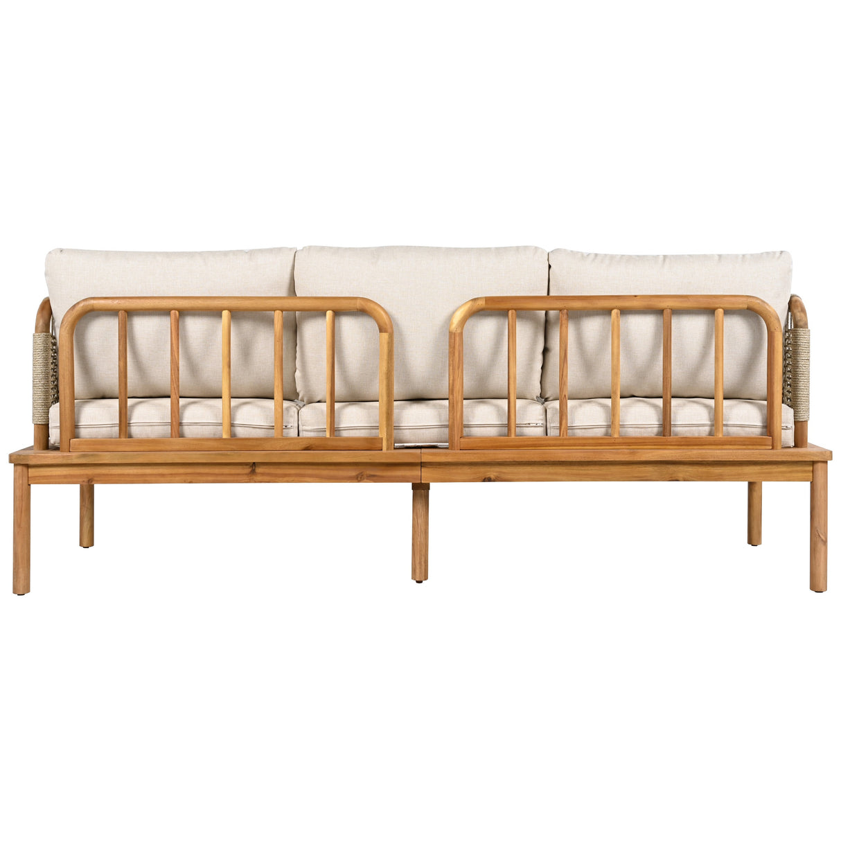 Outdoor 4-piece Acacia Wood and Rope Patio Sofa Set