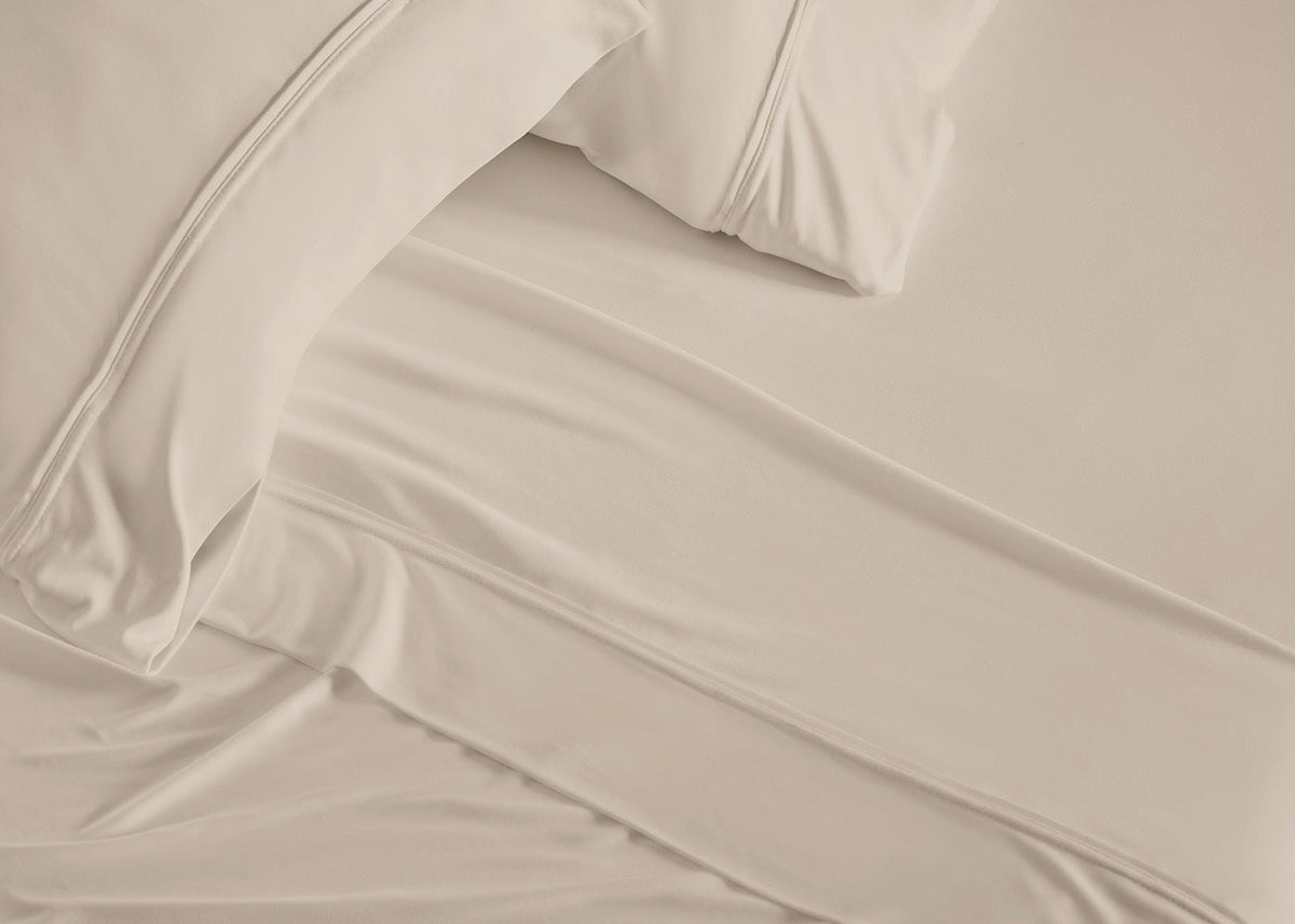Moisture-Wicking Split Cal King Sheet Set with Secure Fit - Beige