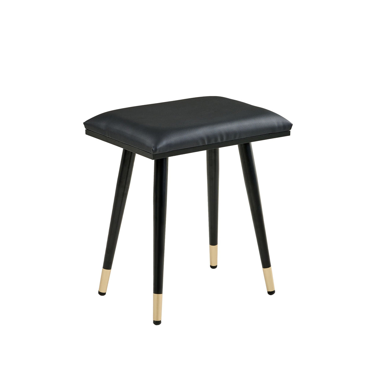 Modern Makeup Vanity Desk With Mirror And Lights Retractable Design Engineered Wood - Black