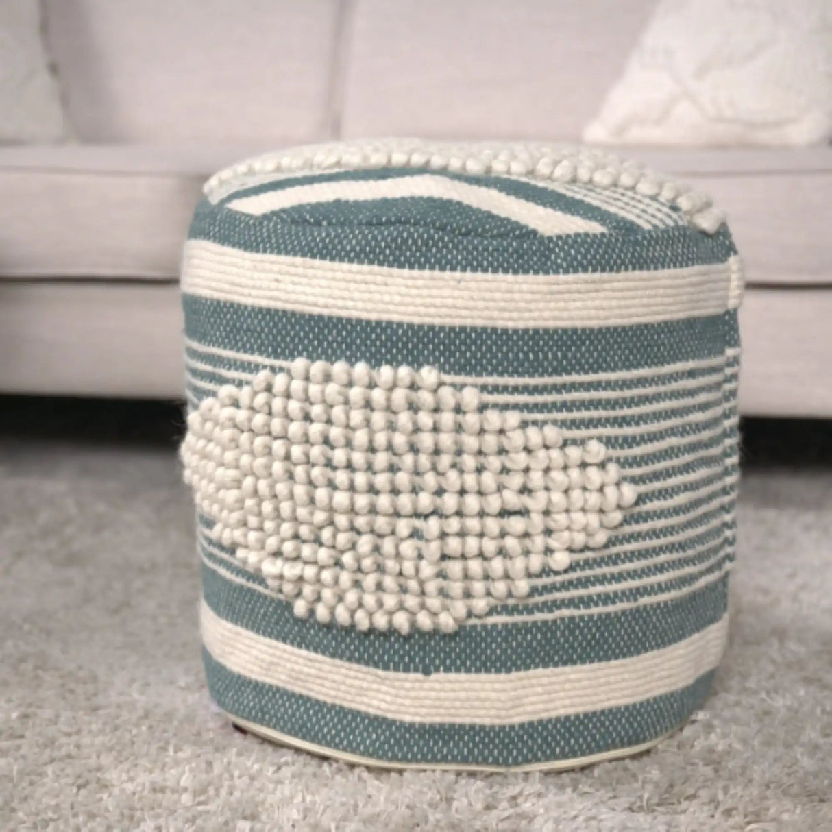 Diamond Handcrafted Cylindrical Pouf