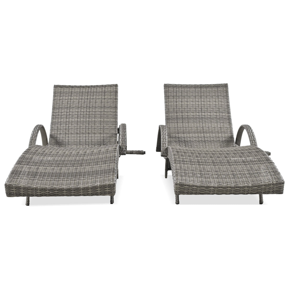 K&K 80'' Outdoor Wicker Chaise Lounge Chairs Set of 2