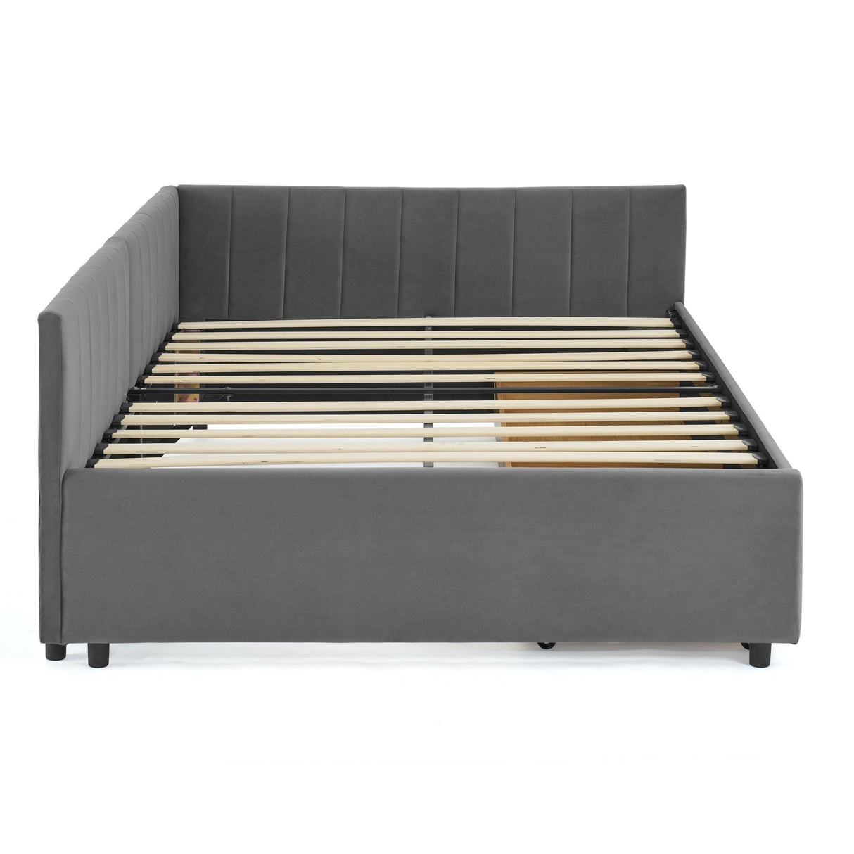 Full Size Upholstered Tufted Bed Frame with Two Drawers