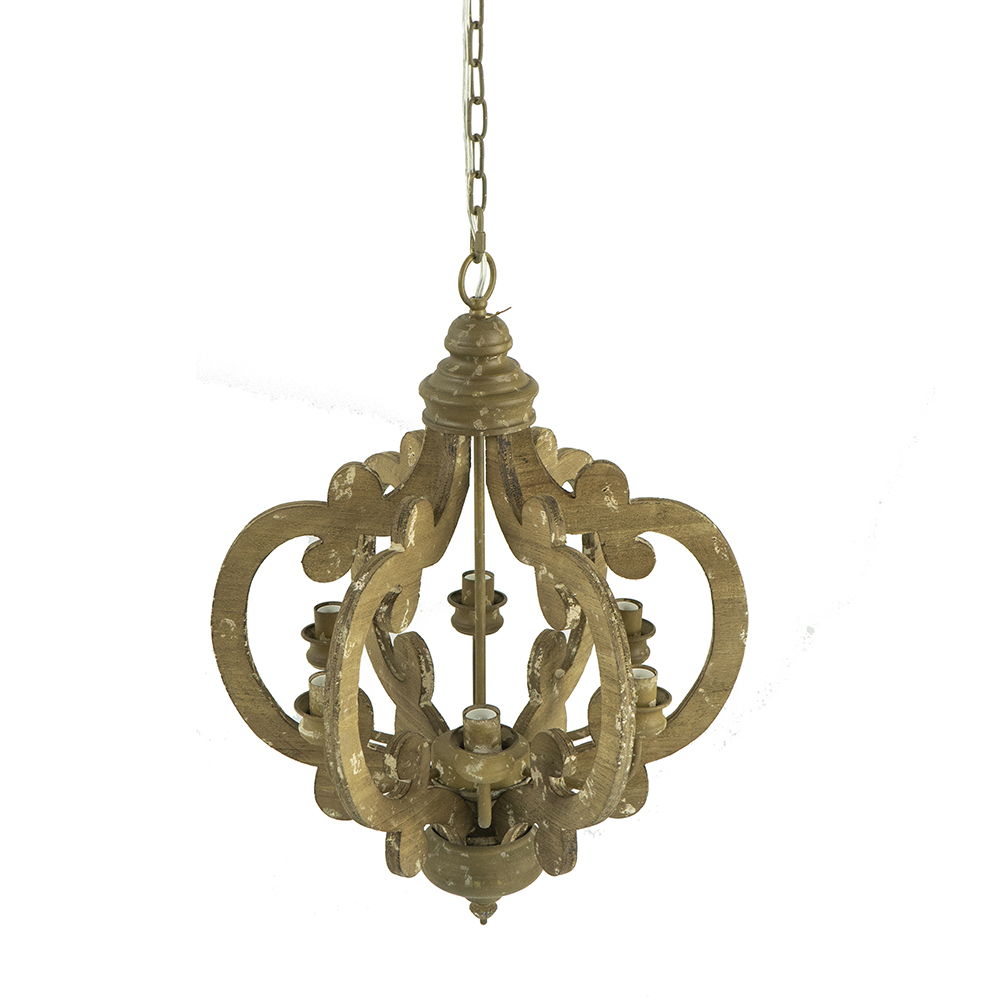 Farmhouse 6-Light Wood Chandelier Pendant Light Fixture