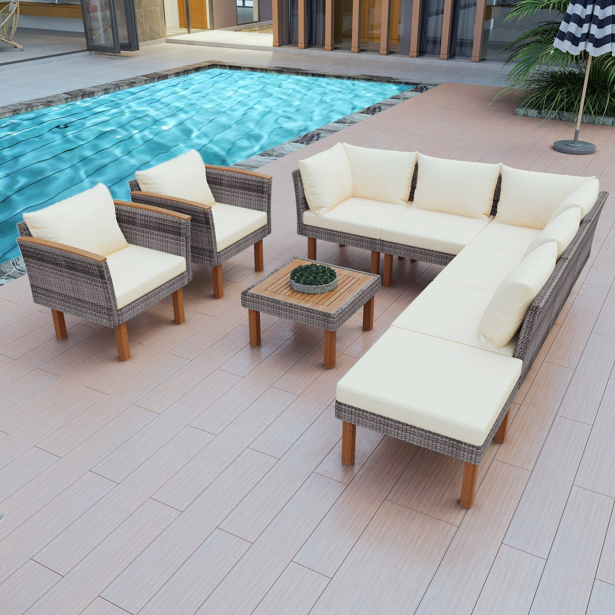 GO 9-Piece Patio Rattan Furniture Set