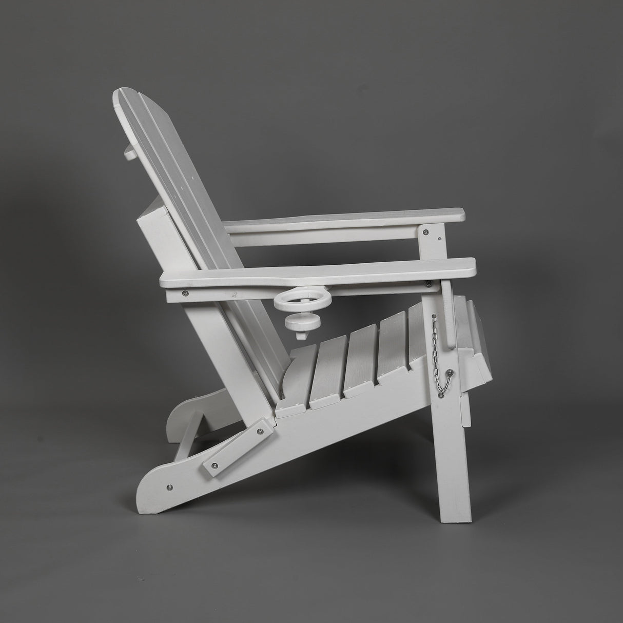 Folding Adirondack Chair with Dual Cup Holder - White Composite