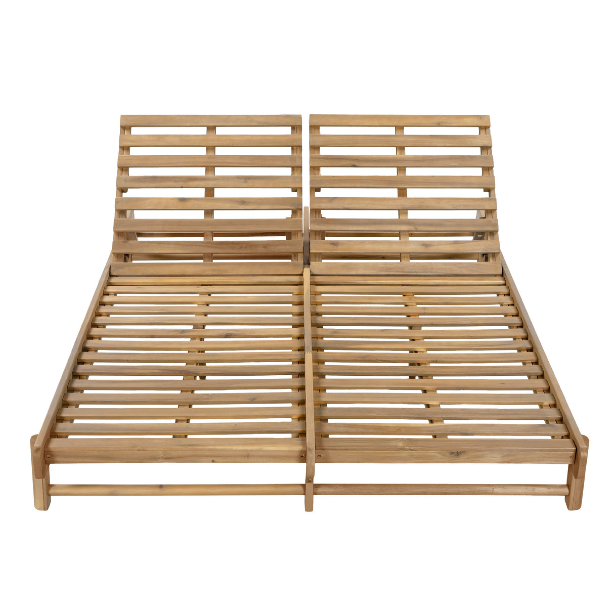 Light Teak Finish Acacia Wood Double Chaise Lounger