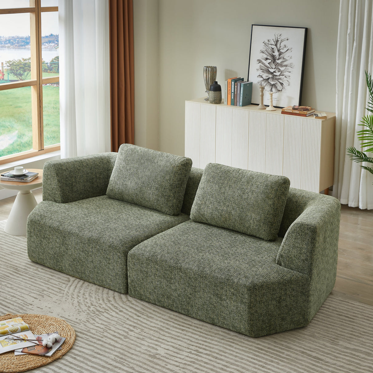 Oversized 3 Seater Compressed Sofa with Chenille Fabric