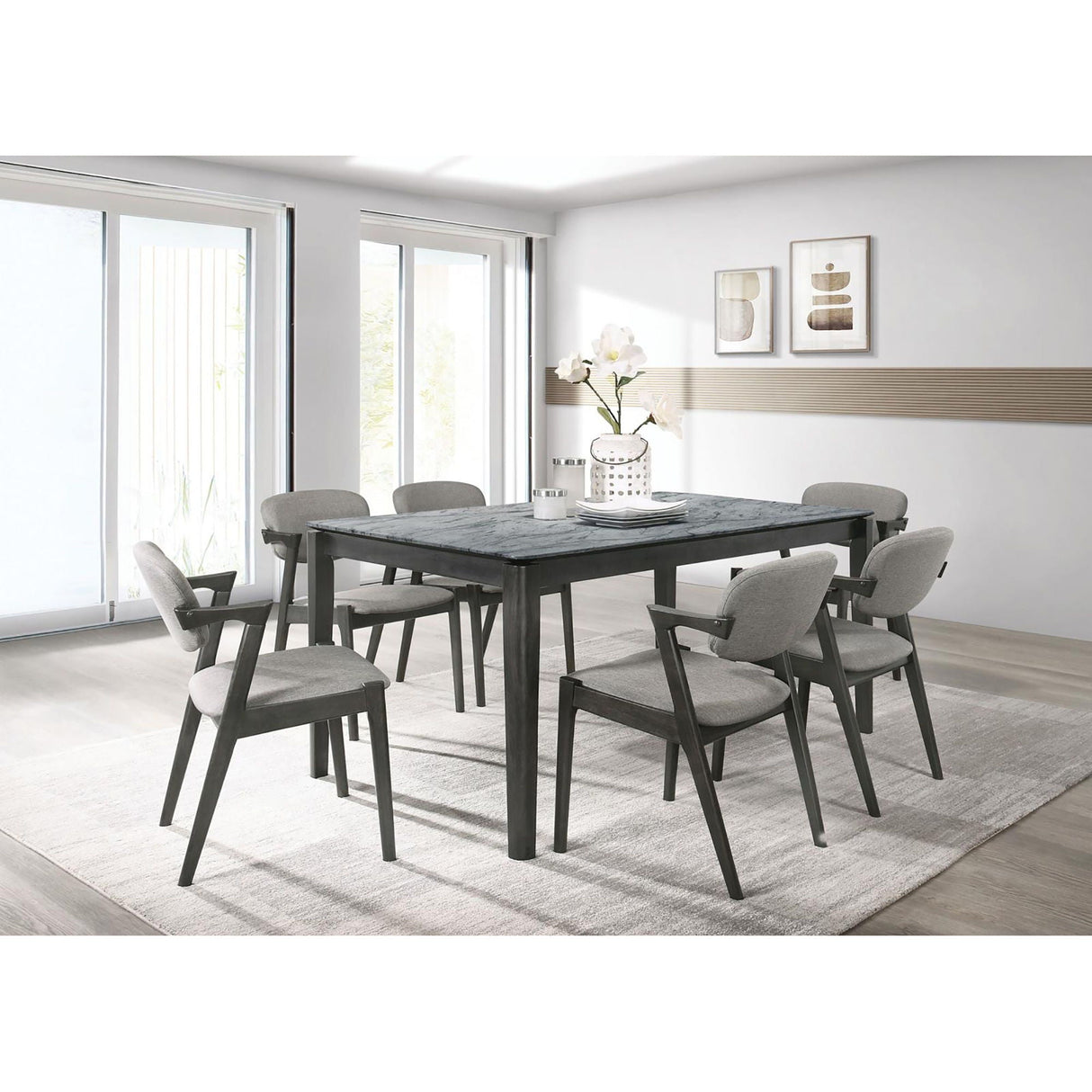 Modern Dining Chair And Zigzag Arm Design (Set of 2)