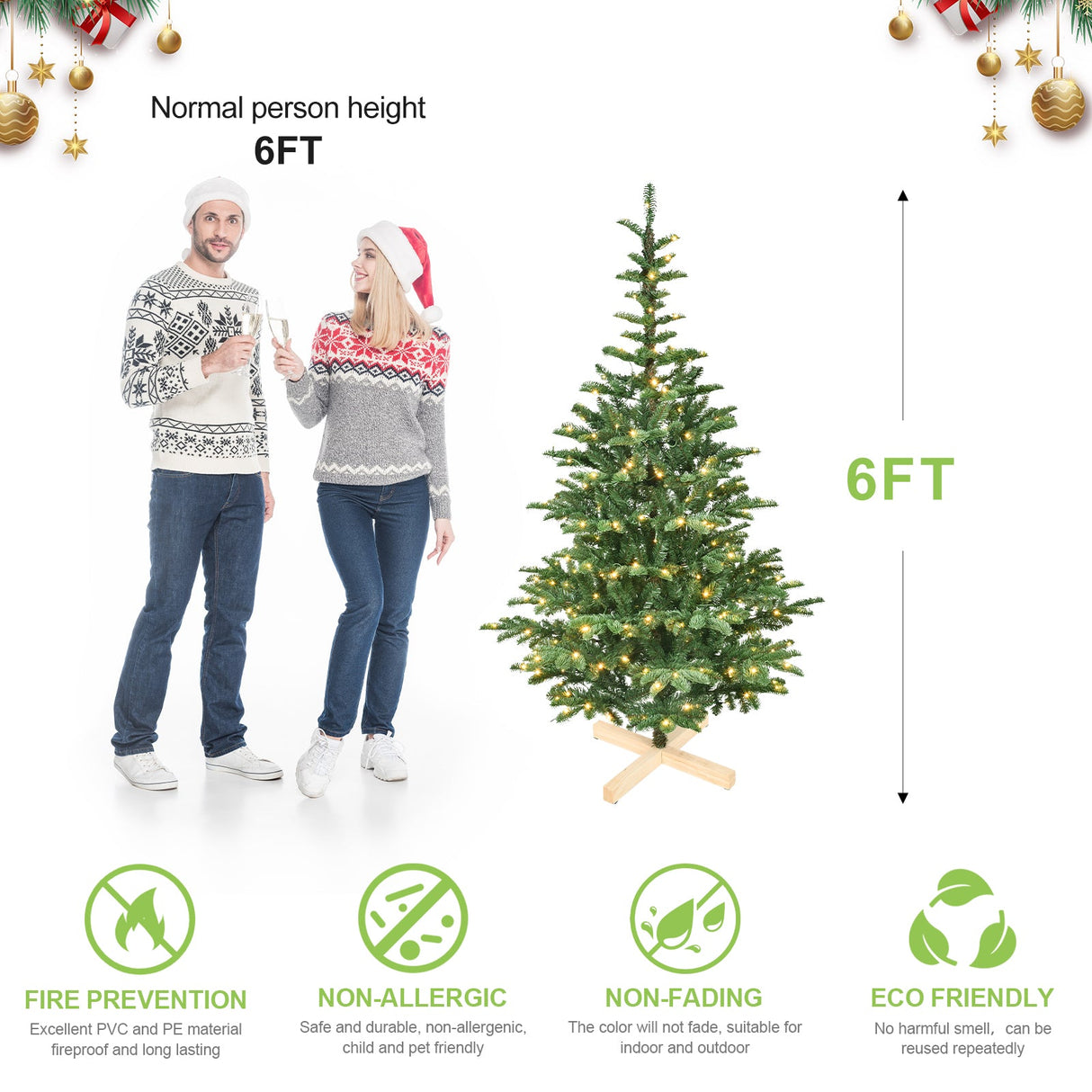 8ft Pre-Lit Christmas Tree with 500 Warm LED Lights