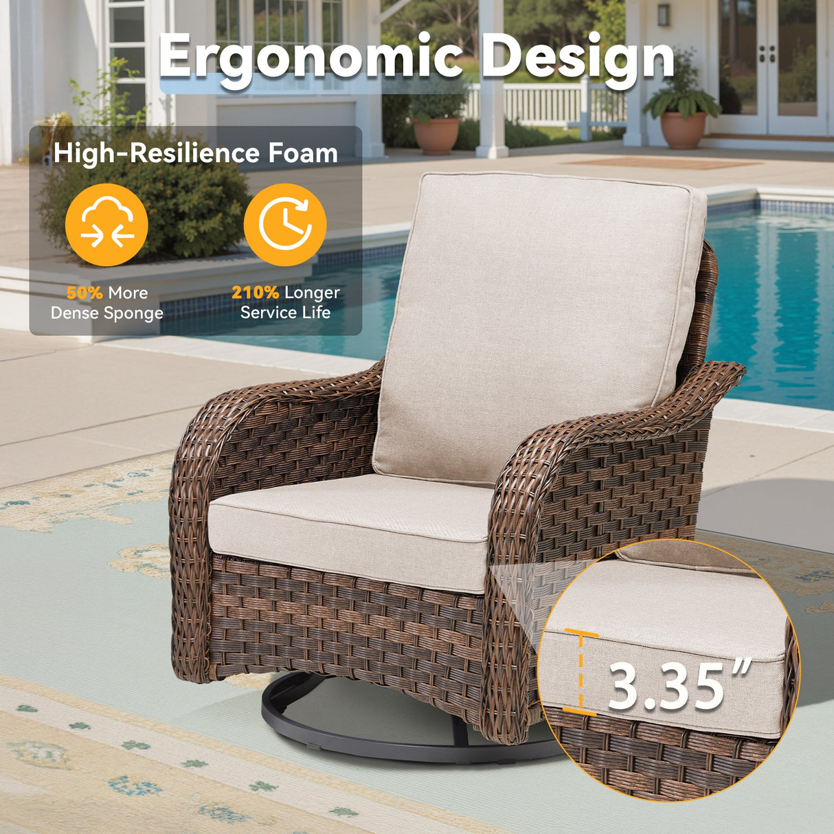 3 Pieces Outdoor Furniture Set, Outdoor Swivel Gliders Rocker