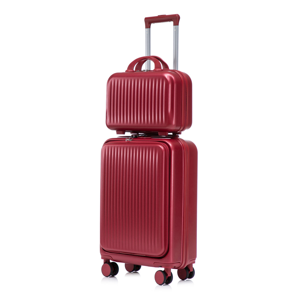 14'/20' 2-Piece ABS Spinner Wheel Luggage Set with Combination Lock and Front Opening Design