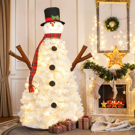 4-Foot-Snowman-Shaped-Christmas-Tree-Christmas-Trees