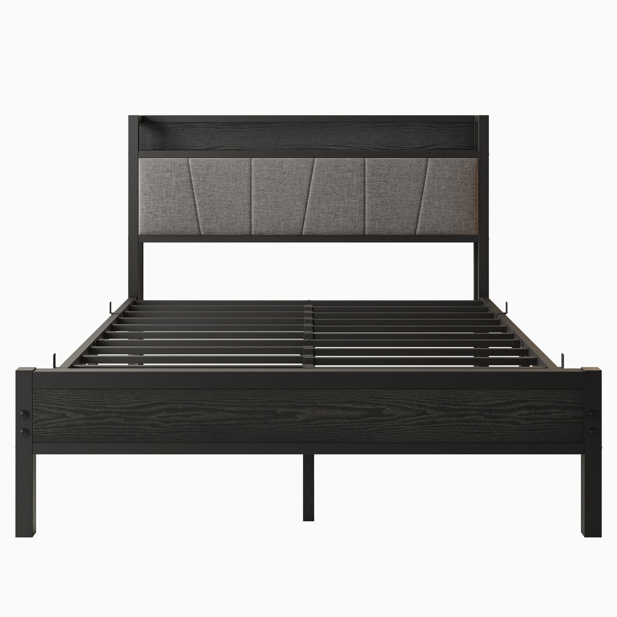 Full Size Bed Frame Storage Headboard with Charging Station