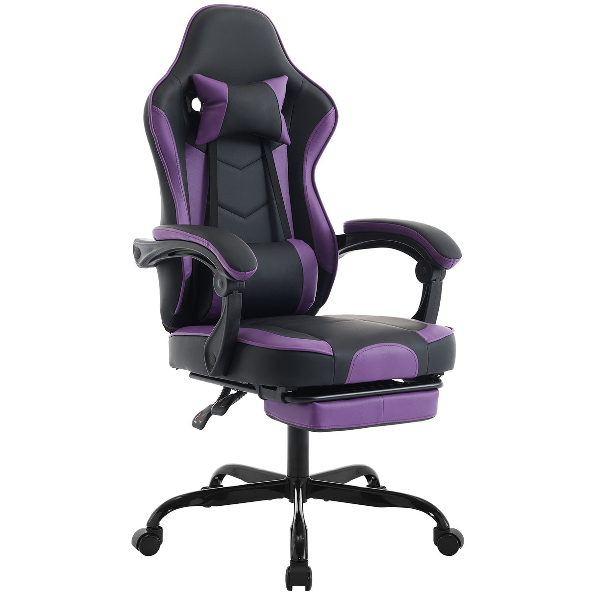 Gaming Chair with Footrest and Massage Lumbar Support