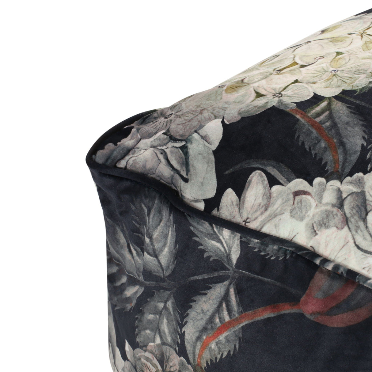 Hazel Large Square Pouf With Flower Print