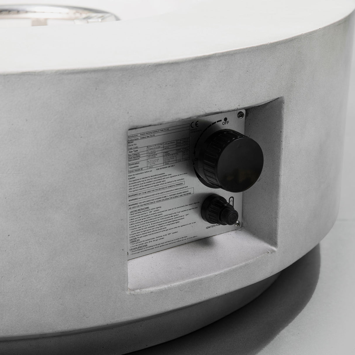 30" Propane Gas Fire Pit Table - 50000 BTU Round Concrete Fire Pit