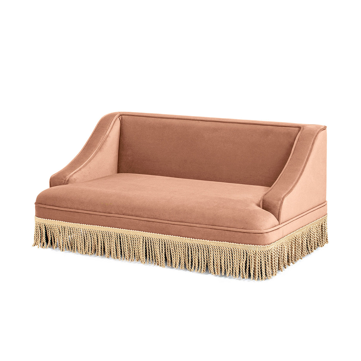 Duchess 33' Medium Princess Pet Bed Sofa with Fringe Skirt, Peach Orange Performance Velvet