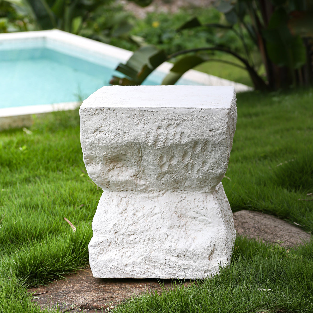 Cleo Modern Outdoor Side Table with Weather-Resistant MGO - Matte White
