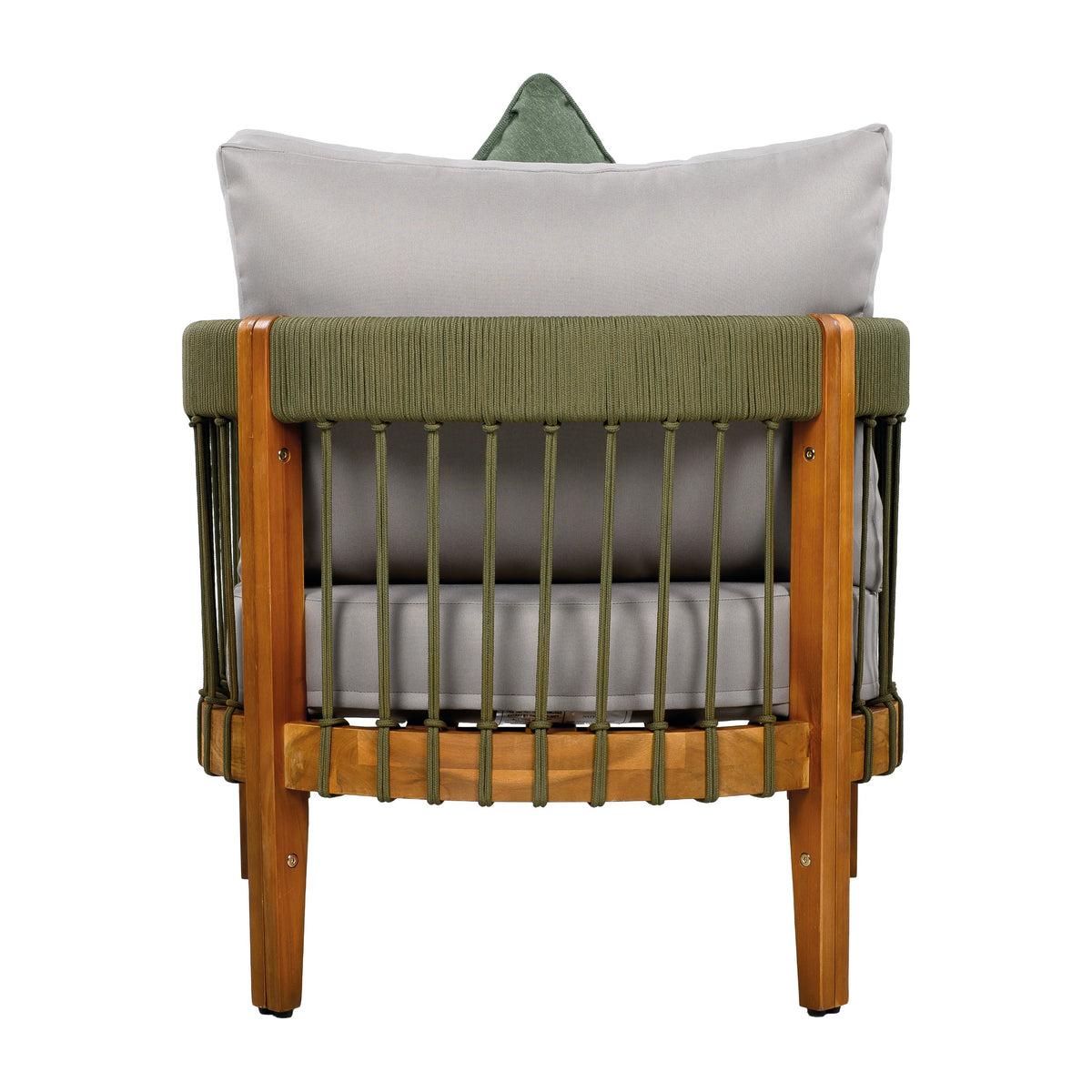 Acacia Wood Outdoor Club Chair with Handwoven Rope Accents - Natural