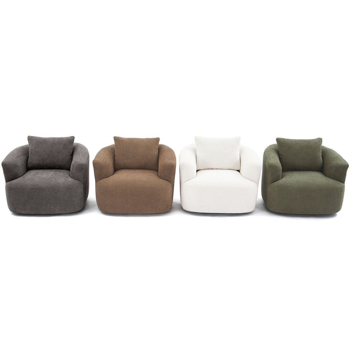 360° Swivel Barrel Sofa Chair With Throw Pillow, Upholstered Accent Chair