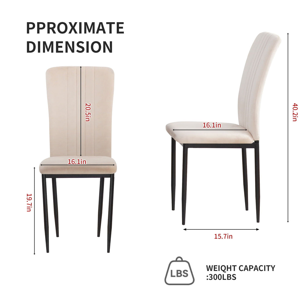 Velvet Dining Chairs for Dining Room (Set of 4)