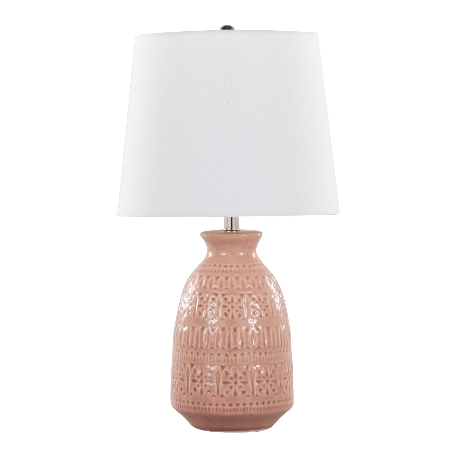 Balconee 20" Ceramic Table Lamp with Vase Shaped Base and Textured Pattern, Set of 2