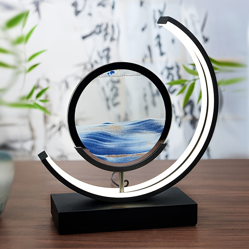 Sandscape Hourglass Table Lamp – Moving Sand Art LED Gift Light for Decor