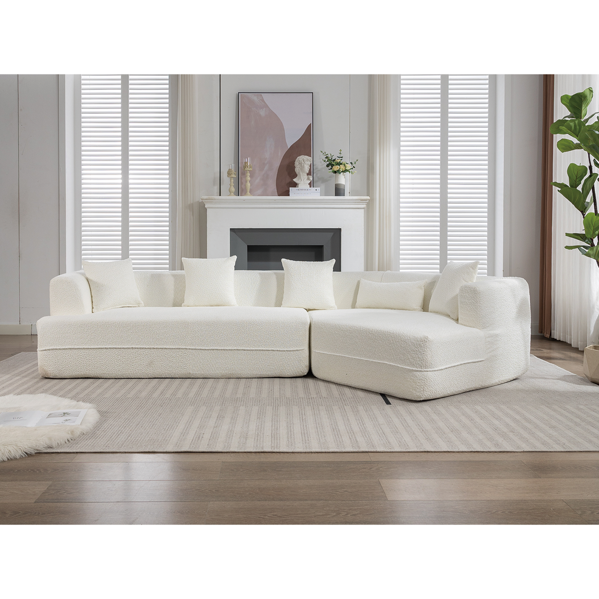Modular Sofa Modern Minimalist Style Creamy-White