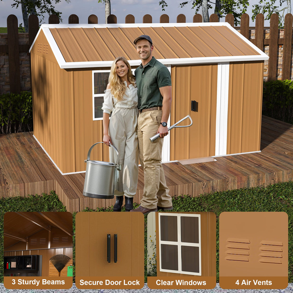 12x8 FT Heavy-Duty Metal Storage Shed