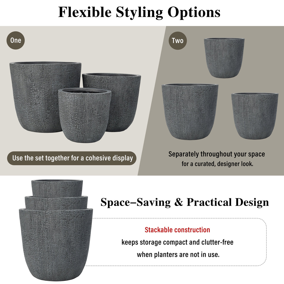 U_STYLE Lightweight MGO Planter Set of 3