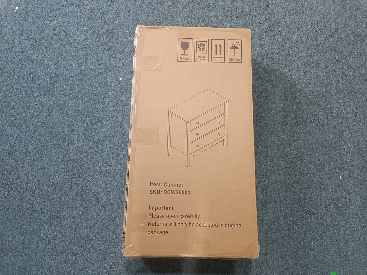 White 3 Drawer Dresser for Bedroom