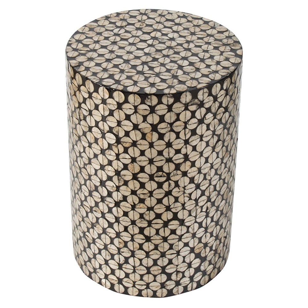 D14x20" Cylindrical Garden Capiz Stool Black/Gold
