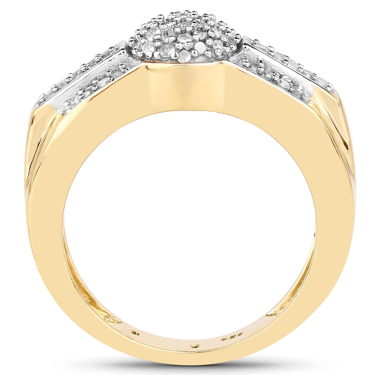 14K Yellow Gold Plated 0.30 Carat Genuine White Diamond .925 Sterling Silver Ring
