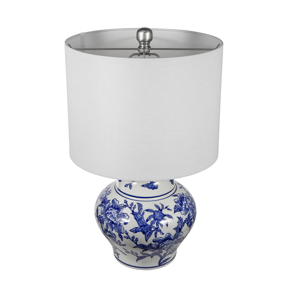 Blue and White Short Urn Ceramic Vase Lamp