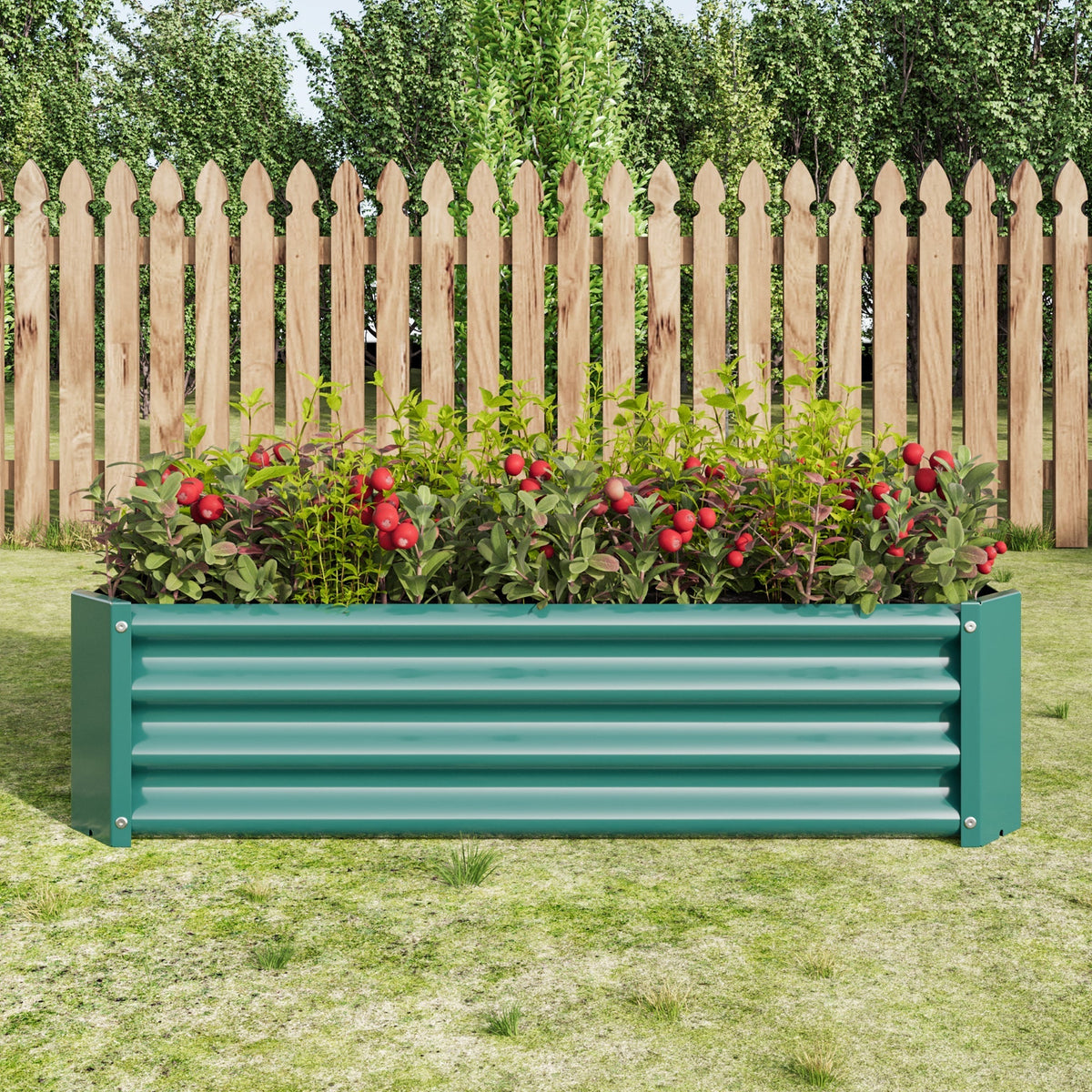 Metal Raised Garden Bed, Rectangle Raised Planter 4×2×1ft