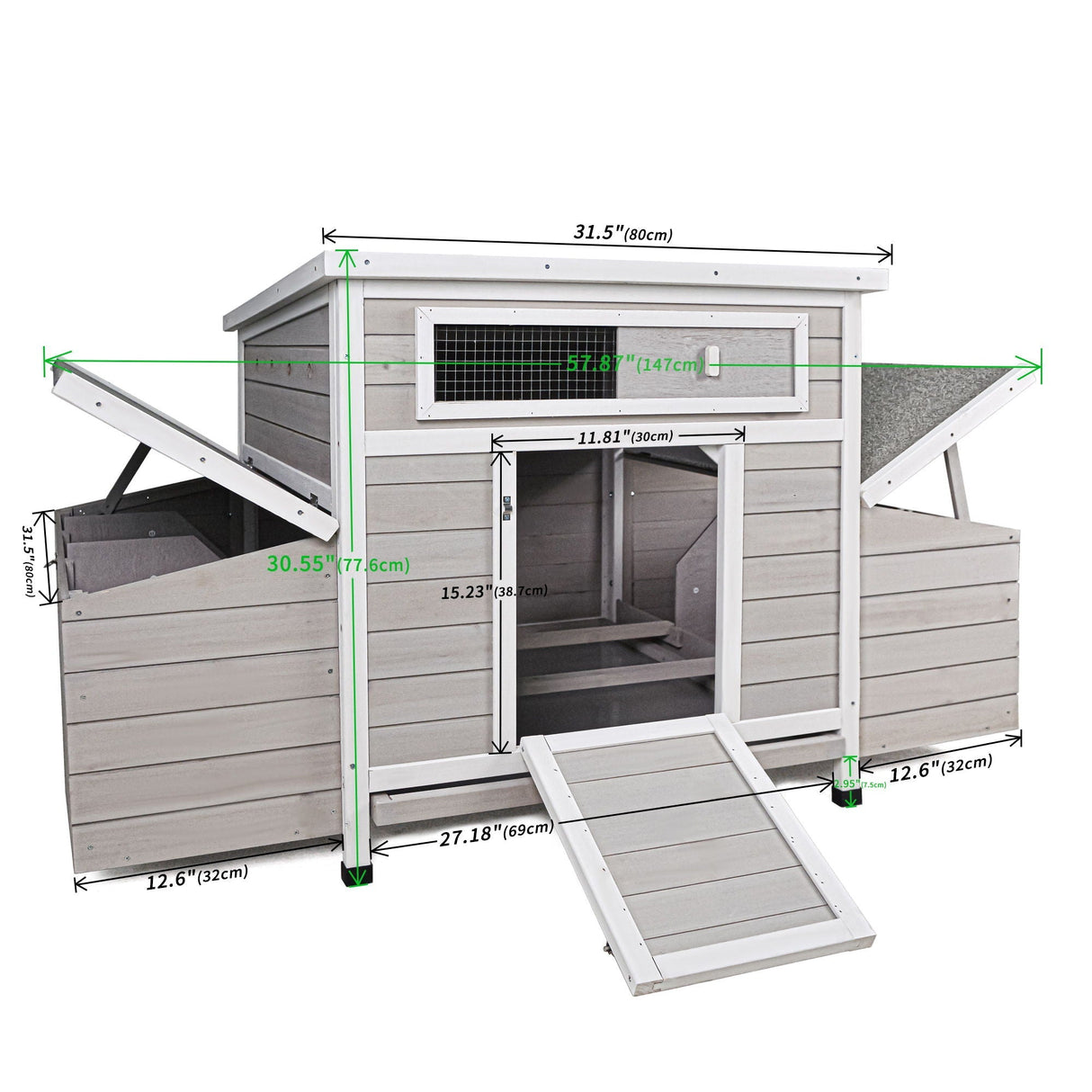 Large Chicken Coop Outdoor Hen House with Dual Nesting Boxes